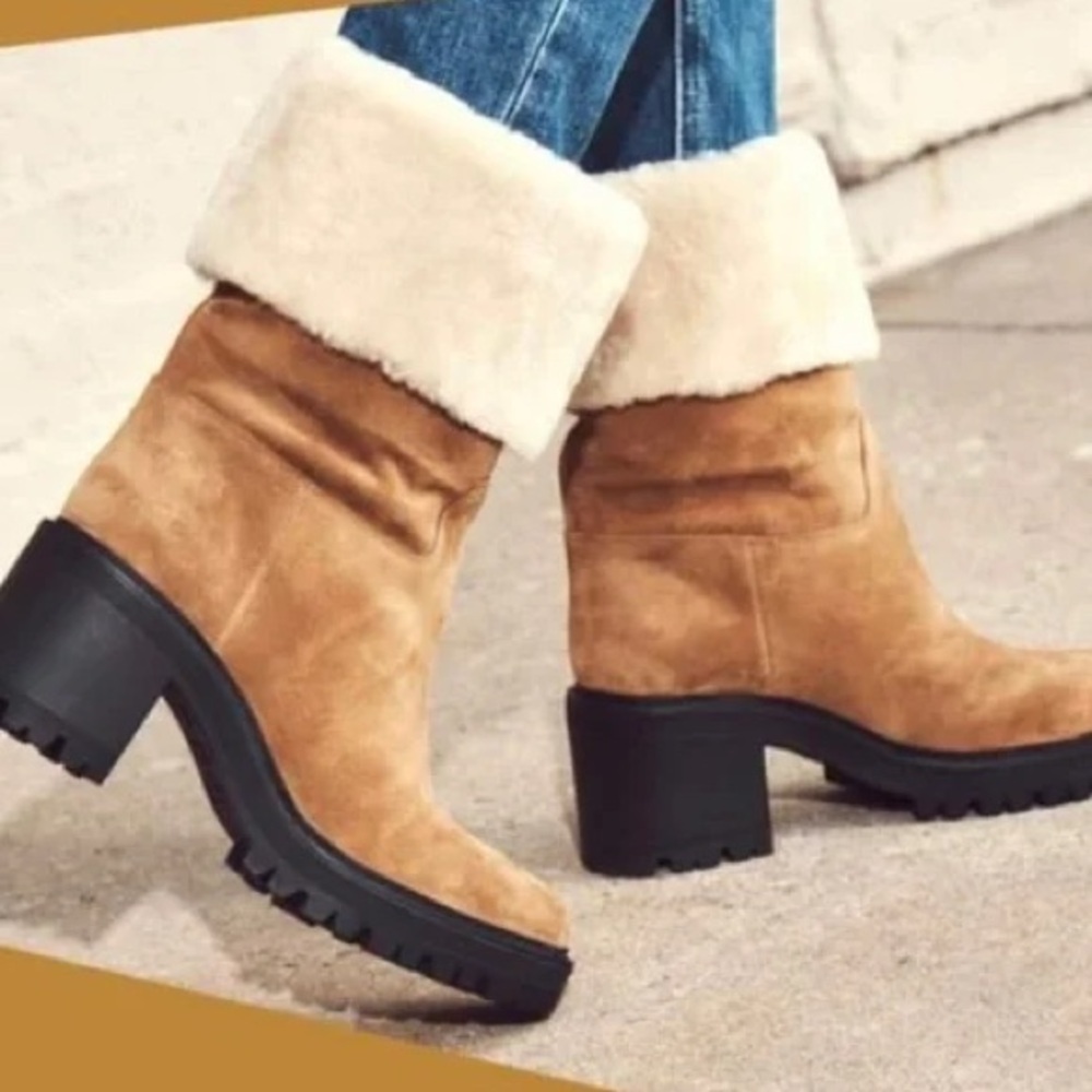 NWT Marc Fisher Willoe Medium Natural Suede Boots